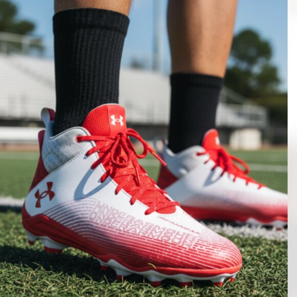 NEW Under Armour Hammer MC 2.0 Cleats Men\'s Size 11.5  Red White main image 4